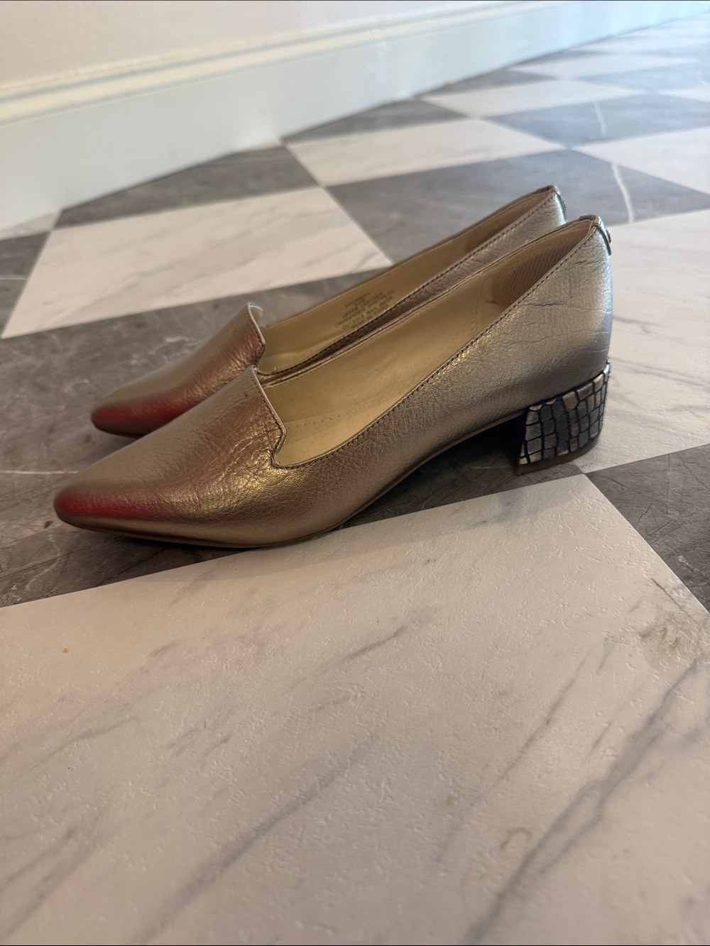 Anne Klein Metallic Pewter Pointed-Toe Flats - Picture 2 of 4